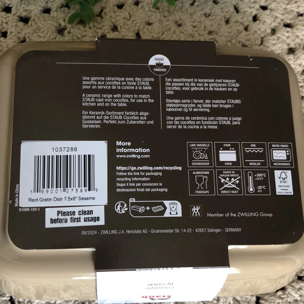 Staub Taupe Ceramic Rectangular Baking Dish